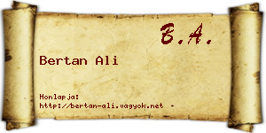 Bertan Ali névjegykártya